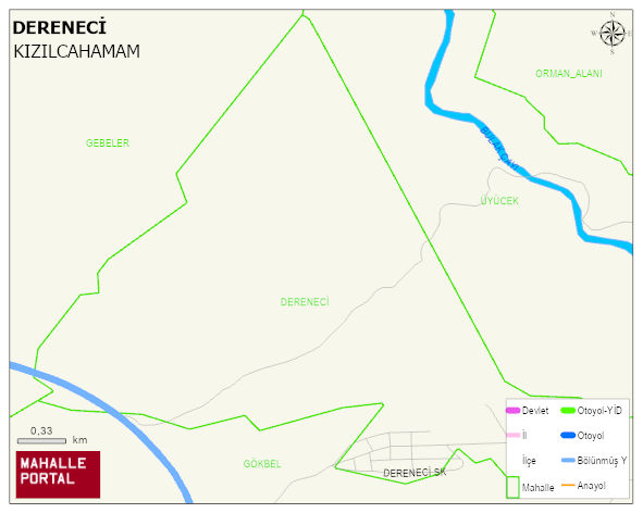 DERENECİ Mahallesi Haritası | Mahalle ve Köy Sınırı