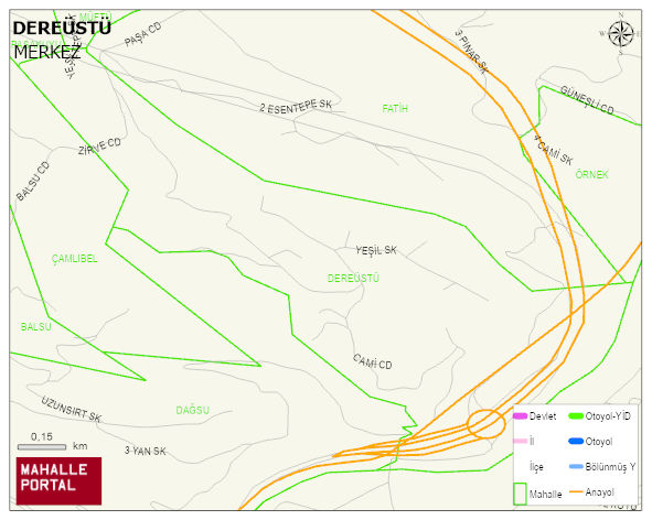 DEREÜSTÜ Mahallesi Haritası | Mahalle ve Köy Sınırı