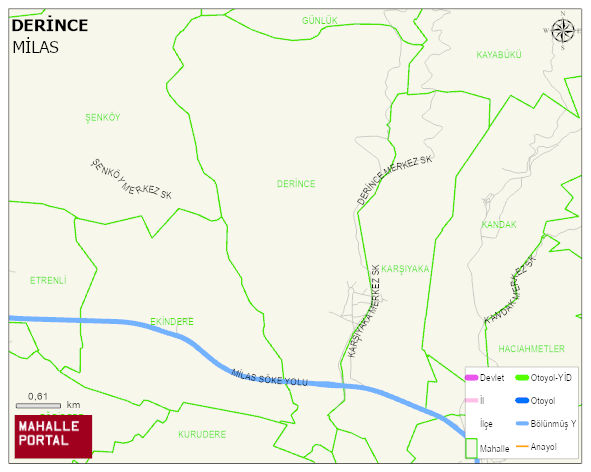 DERİNCE Mahallesi Haritası | İnteraktif Köy ve Mahalle Sınırları