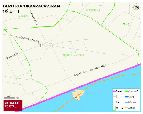 DERO KÜÇÜKKARACAVİRAN Mahallesi Haritası | Mahalle ve Köy Sınırı