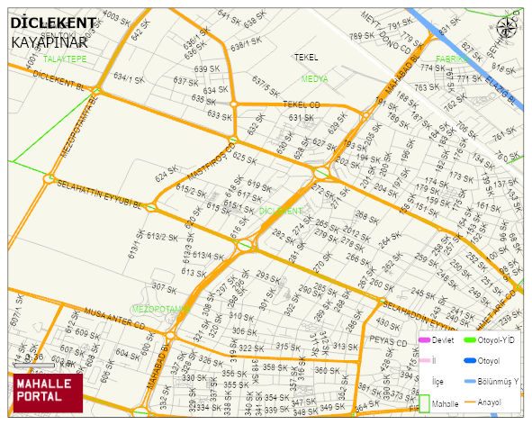 DİCLEKENT Mahallesi Haritası | Yükselti ve Doğa Özellikleri