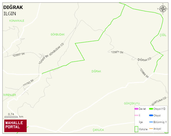 DIĞRAK Mahallesi Haritası | Mahalle ve Köy Sınırı