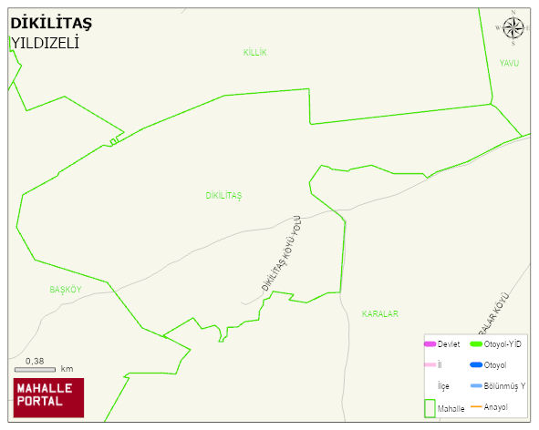DİKİLİTAŞ Köyü Haritası | İnteraktif Köy ve Mahalle Sınırları