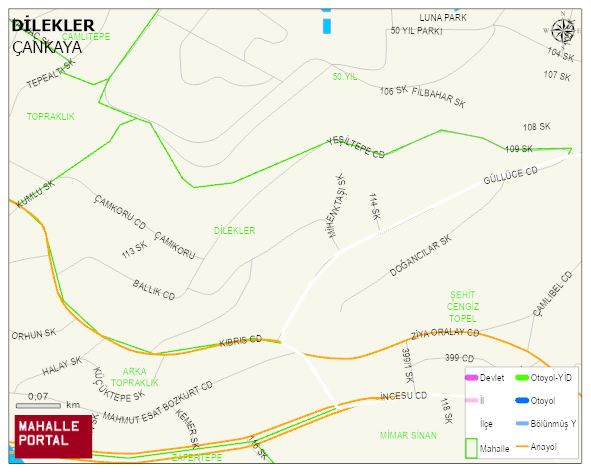 DİLEKLER Mahallesi Haritası | Mahalle ve Köy Sınırı