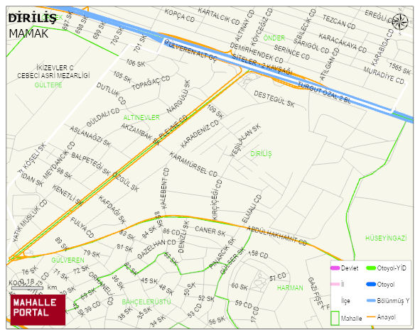 DİRİLİŞ Mahallesi Haritası | Güncel Mahalle ve Köy Haritası
