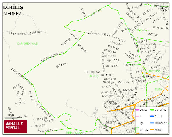 DİRİLİŞ Mahallesi Haritası | Detaylı Köy ve Mahalle Görünümü