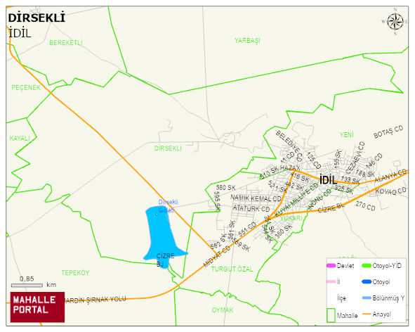 DİRSEKLİ Köyü Haritası | Mahalle ve Köy Sınırı