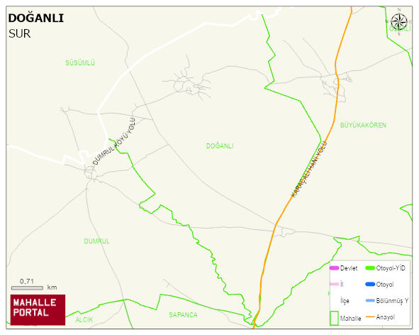 DOĞANLI Mahallesi Haritası | Coğrafi Yapı ve Detaylı Haritası