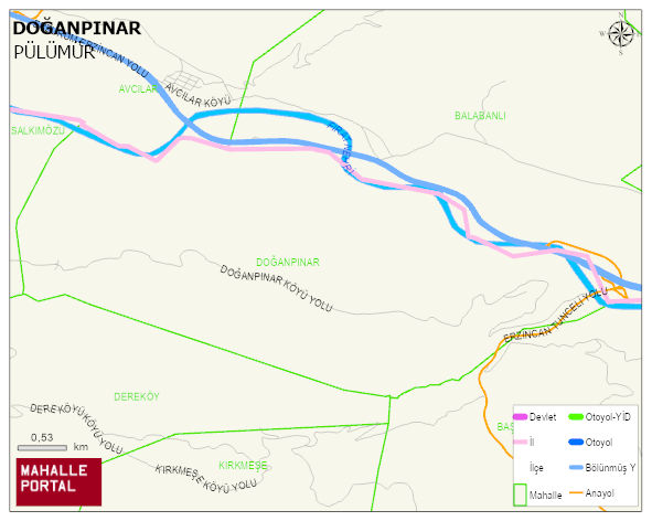 DOĞANPINAR Köyü Haritası | Yükselti ve Doğa Özellikleri