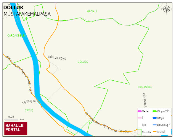 DÖLLÜK Mahallesi Haritası | Yükselti ve Doğa Özellikleri