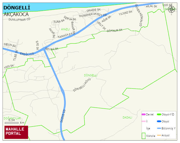 DÖNGELLİ Köyü Haritası | Dağlar, Ovalar ve Akarsu Bilgileri