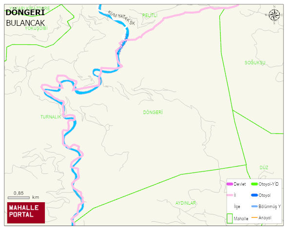 DÖNGERİ Köyü Haritası | Yükselti ve Doğa Özellikleri