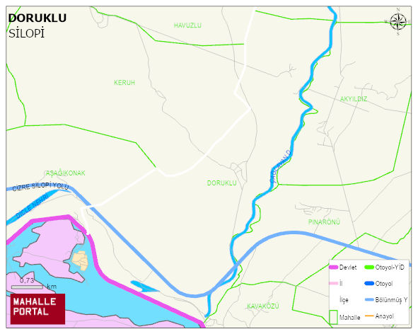 DORUKLU Köyü Haritası | Yükselti ve Doğa Özellikleri