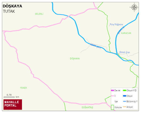 DÖŞKAYA Köyü Haritası | Dağlar, Ovalar ve Akarsu Bilgileri