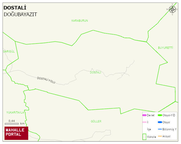 DOSTALİ Köyü Haritası | Sayısal Bölge Görünümü