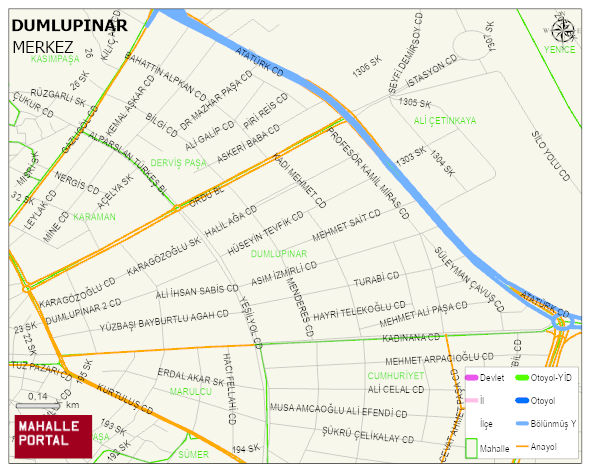DUMLUPINAR Mahallesi Haritası | Coğrafi Yapı ve Detaylı Haritası
