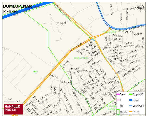DUMLUPINAR Mahallesi Haritası | Dağlar, Ovalar ve Akarsu Bilgileri