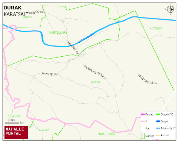 DURAK Mahallesi Haritası | Yükselti ve Doğa Özellikleri
