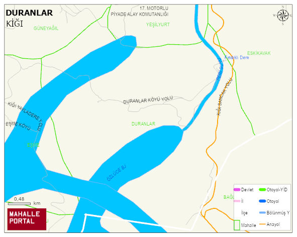 DURANLAR Köyü Haritası | Mahalle ve Köy Sınırı