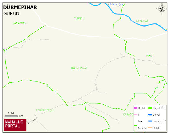 DÜRMEPINAR Köyü Haritası | Dağlar, Ovalar ve Akarsu Bilgileri