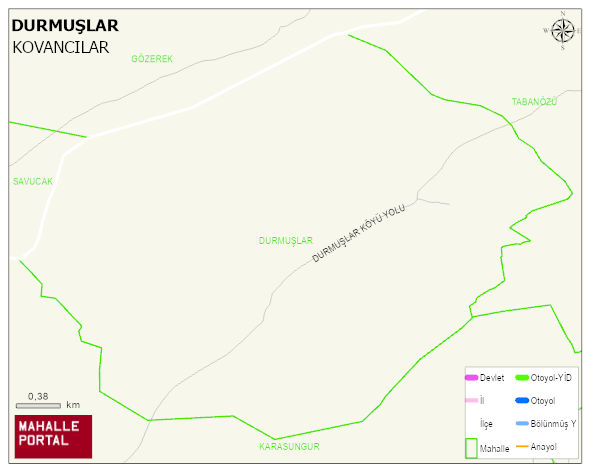 DURMUŞLAR Köyü Haritası | Mahalle ve Köy Sınırı