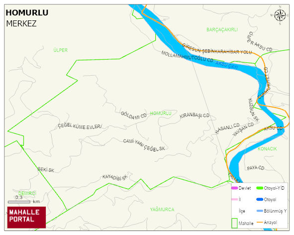DUROĞLU BELDESİ HOMURLU Mahallesi Haritası | Yükselti ve Doğa Özellikleri