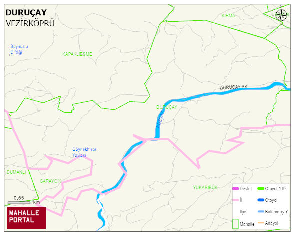 DURUÇAY Mahallesi Haritası | Dağlar, Ovalar ve Akarsu Bilgileri