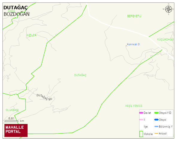 DUTAĞAÇ Mahallesi Haritası | Dağlar, Ovalar ve Akarsu Bilgileri