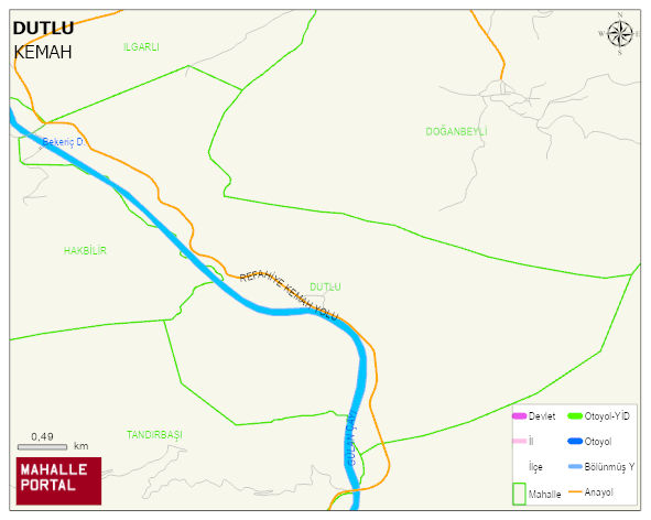 DUTLU Köyü Haritası | Dağlar, Ovalar ve Akarsu Bilgileri