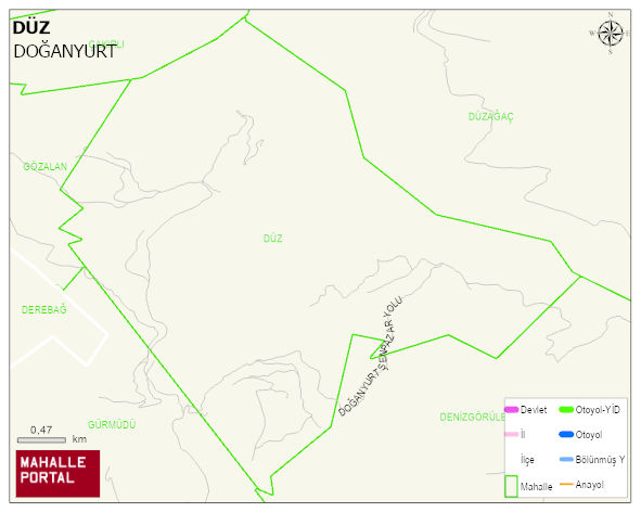 DÜZ Köyü Haritası | Sayısal Bölge Görünümü