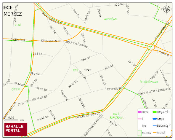 ECE Mahallesi Haritası | Dağlar, Ovalar ve Akarsu Bilgileri