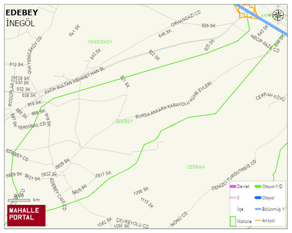 EDEBEY Mahallesi Haritası | Mahalle ve Köy Sınırı