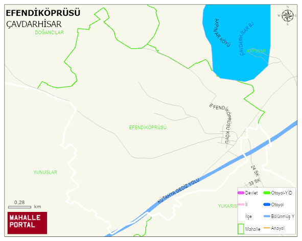 EFENDİKÖPRÜSÜ Köyü Haritası | Yükselti ve Doğa Özellikleri