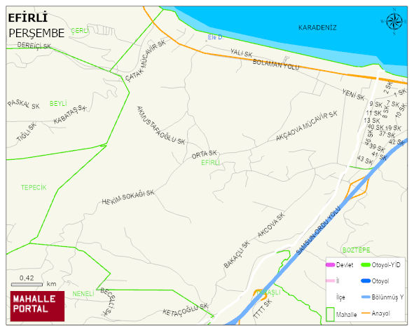 EFİRLİ Mahallesi Haritası | Mahalle ve Köy Sınırı