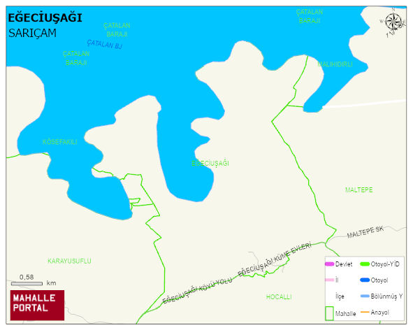 EĞECİUŞAĞI Mahallesi Haritası | Yükselti ve Doğa Özellikleri