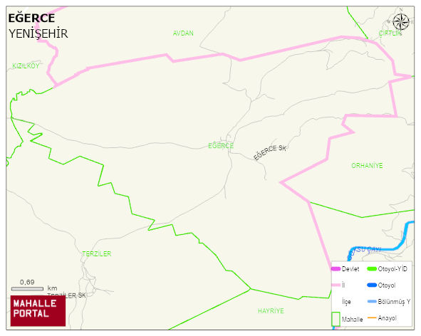 EĞERCE Mahallesi Haritası | Sayısal Bölge Görünümü