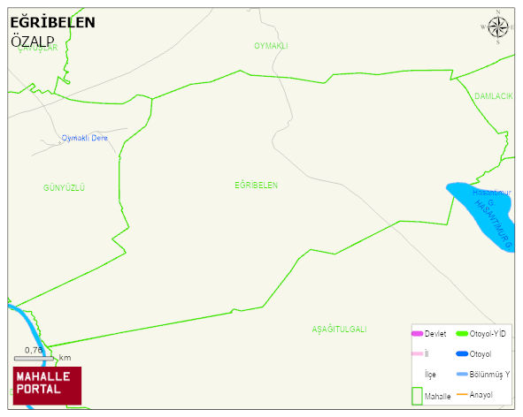 EĞRİBELEN Mahallesi Haritası | Dağlar, Ovalar ve Akarsu Bilgileri