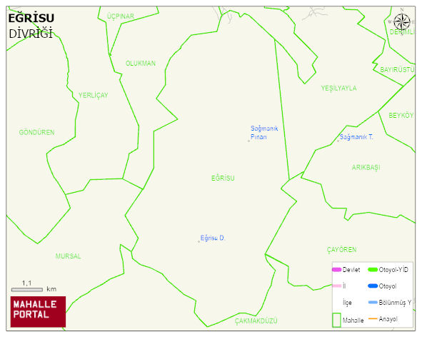 EĞRİSU Köyü Haritası | Mahalle ve Köy Sınırı