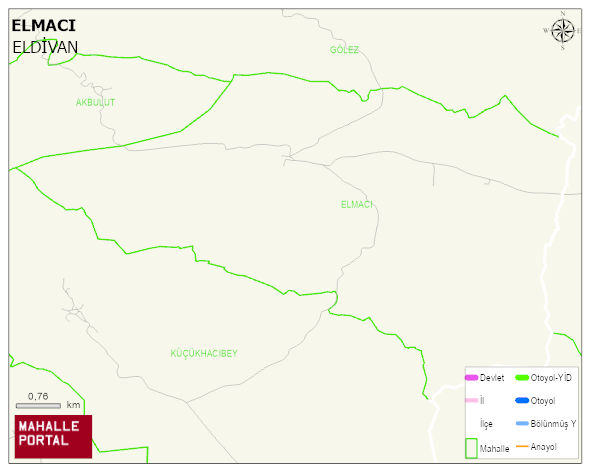 ELMACI Köyü Haritası | Yükselti ve Doğa Özellikleri