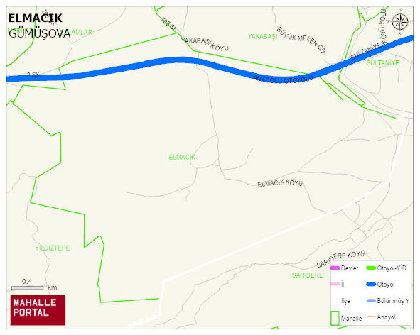 ELMACIK Köyü Haritası | Dağlar, Ovalar ve Akarsu Bilgileri