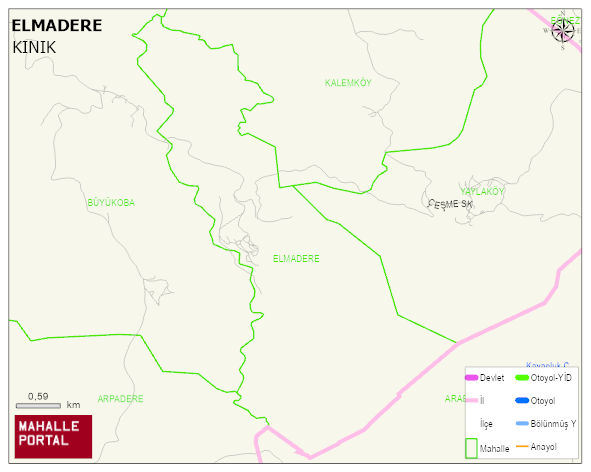 ELMADERE Mahallesi Haritası | Yükselti ve Doğa Özellikleri