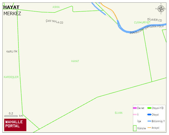 ELVANPAZARCIK BELDESİ HAYAT Mahallesi Haritası | Dağlar, Ovalar ve Akarsu Bilgileri