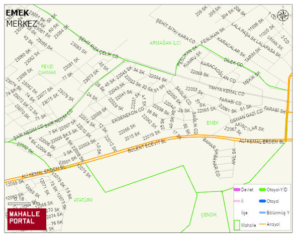 EMEK Mahallesi Haritası | Detaylı Köy ve Mahalle Görünümü