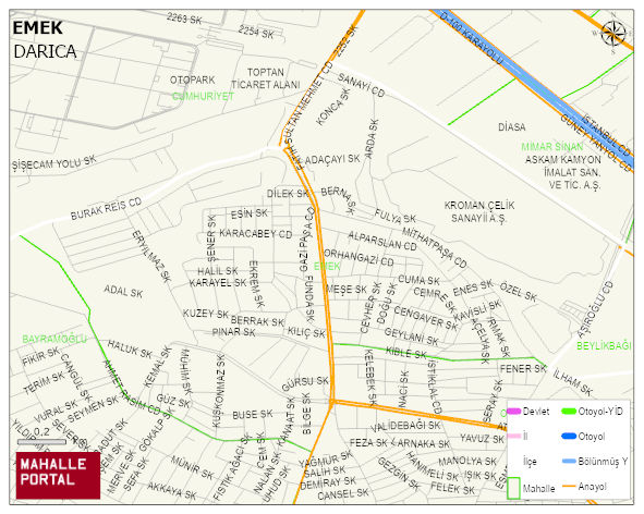 EMEK Mahallesi Haritası | Dağlar, Ovalar ve Akarsu Bilgileri