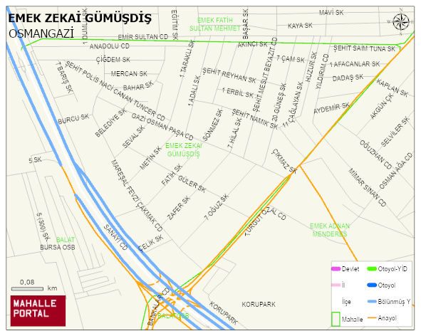 EMEK ZEKAİ GÜMÜŞDİŞ Mahallesi Haritası | Güncel Mahalle ve Köy Haritası