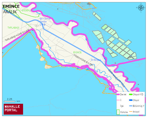 EMİNCE Köyü Haritası | Sayısal Bölge Görünümü