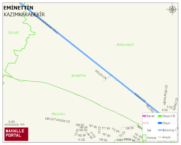 EMİNETTİN Mahallesi Haritası | Detaylı Köy ve Mahalle Görünümü