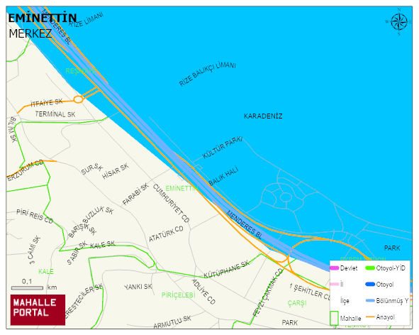 EMİNETTİN Mahallesi Haritası | Dağlar, Ovalar ve Akarsu Bilgileri