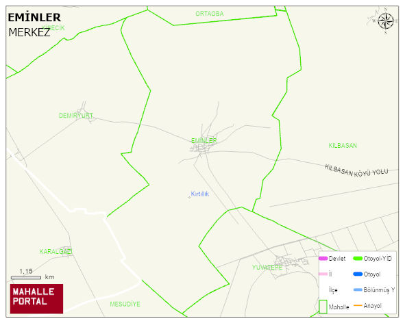 EMİNLER Köyü Haritası | Coğrafi Yapı ve Detaylı Haritası