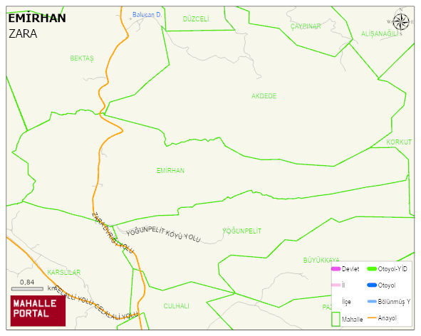 EMİRHAN Köyü Haritası | Sayısal Bölge Görünümü